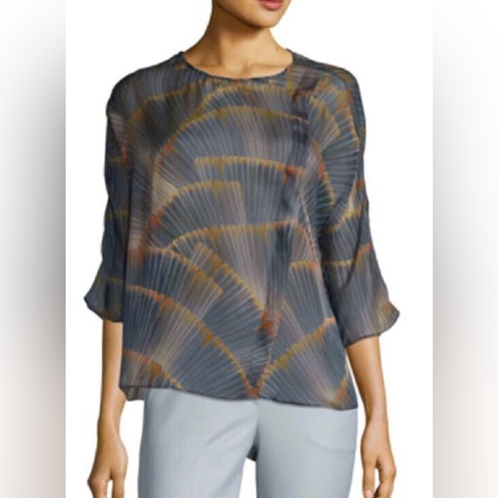Armani Collezioni feather print top
